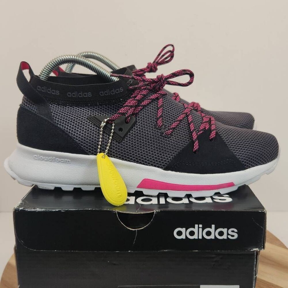 Adidas Womens Quesa Cloudfoam B96520 Black/Gray Running Shoes Sneakers Size 8